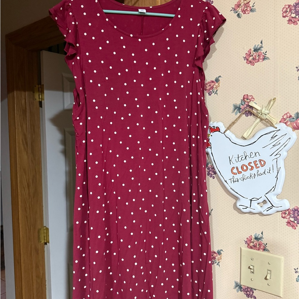Source Unknown Red Polka Dot Midi Dress